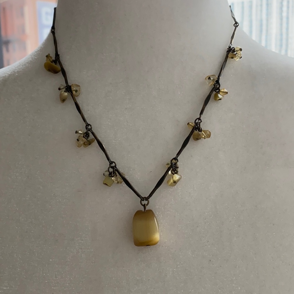 Express Beaded Stone Pendant Necklace